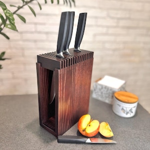 Rustic Handcrafted Wooden Knife Block | knife block | knife organizer | knife holder | knife stand