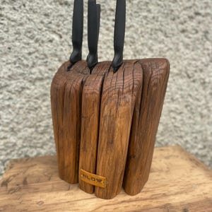 Rustic Kitchen Knife Block, Farmhouse Decor Wooden Knife Holder, Gift ...