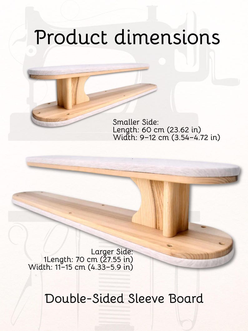 Double Sided Sleeve Ironing Board, Dual Width Pressing Tool, Tailors Ham image 2