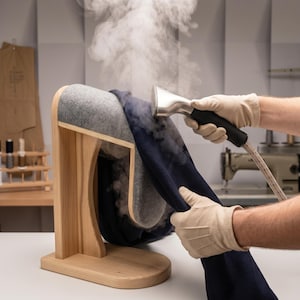 Jacket Shoulder Press: High Sleeve Cap Stand & Bespoke Tailor Steaming Anvil