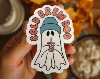 Autocollant d'Halloween, autocollant fantôme Cold Brew Boo pour bouteilles d'eau