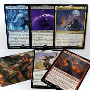 6 cartes MTG personnages Baldurs Gate Origin - * UVRES ARTISANALES * Karlach, Astarion, Gale, Lae'zel, Wyll, Shadowheart