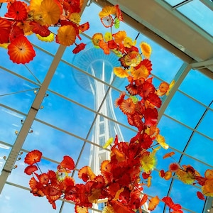 Space Needle with Chihuly Glass - Photo Greeting Card - Seattle, Washington