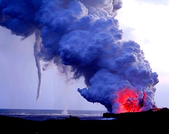 Photo Greeting Card Kilauea Volcano Big Island Hawaii - Fine Art Nature Photography - Hawaiian Lava Explosion Volcano Photography - Card