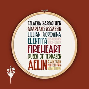 Throne of Glass Names Cross Stitch Pattern