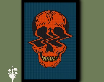 Wavy Skull Cross Stitch Pattern