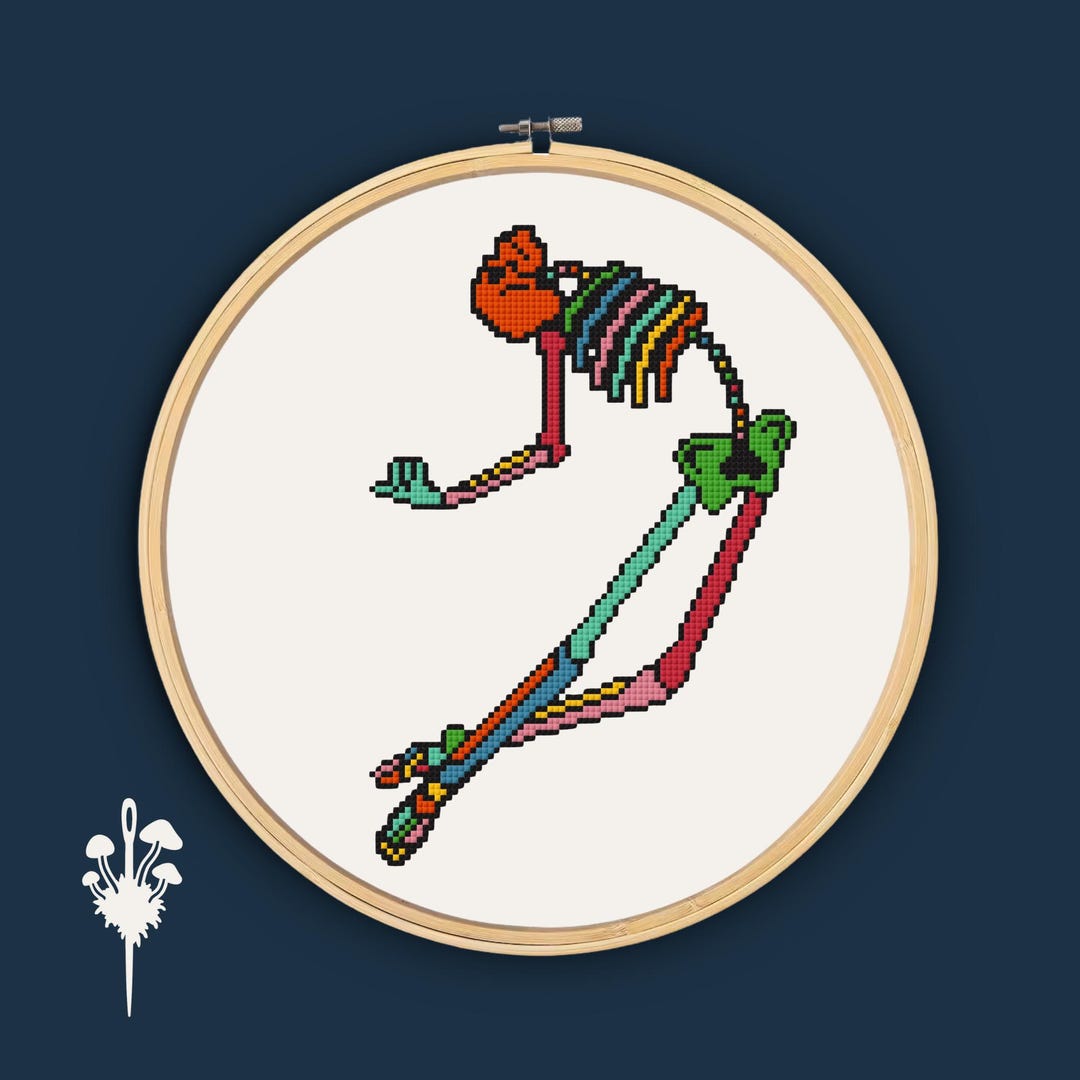 Rainbow Skeleton Cross Stitch Pattern - Etsy