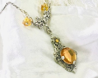 oO MANDARINE Oo yellow topaz victorian necklace