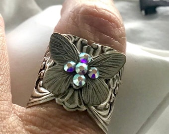 LUCINDA silver butterfly ring