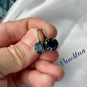 MONTANA blue saphir Austrian Crystal antiqued silver brass earrings bracelet necklace set