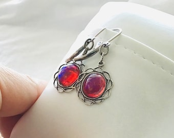 LANCELOT red glass opal earrings