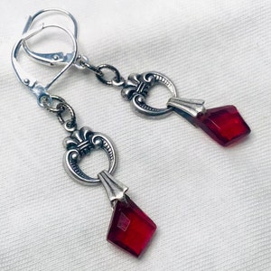 CRIMSON Red chandelier briolette earrings