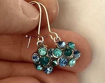 oO AZUR Oo aqua blue Swarovski flower earrings