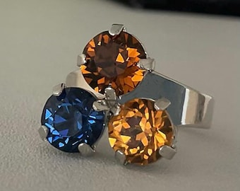 CHARLIE three montana smoked topaz crystal ring