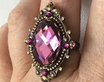 oO FEBRUARY Oo Victorian purple glass ring