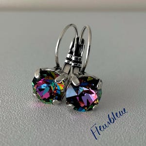 LUMINA  volcano vitrail austrian crystal Swarovski silver earrings