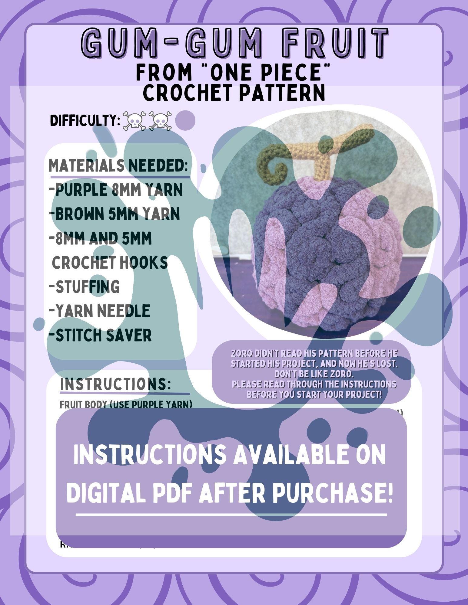 Gum-gum Fruit Arumigurumi Crochet Pattern From One Piece Anime - Etsy