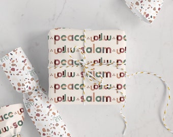 Peace & Salam Gift Wrap Bundle, wrapping paper, eco-friendly wrapping, arabic, peace, compostable, Salam, flat wrap, recycled wrap, eid gift