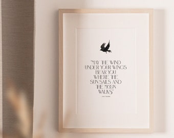May the Wind Under Your Wings, Tolkien quote, Hobbit, Lord of the Rings, art print, motivational quote, inspirational art, Tolkien art