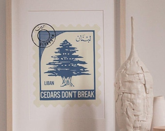 Lebanon Cedars vintage stamp Art Print, cedars dont break, Lebanon, cedar tree, Lebanon stamp, Arab, arabic, Lebanese art, vintage Lebanon