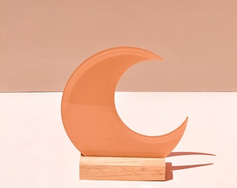 Luna SMALL Decorative Centerpiece with modular inserts. Wood base, acrylic art, crescent, mosque, terrazzo, eid, ramadan, bismallah, cane