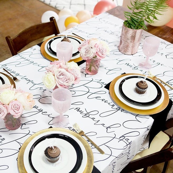 Ramadan & Eid Calligraphy modern tablecloth, moderneid, modern eid decor, modern ramadan decor, home decorations, modern eid decorations Il_570xn
