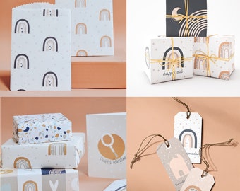 BUNDLE Luna Ramadan Gifting Printables- 26 pieces, Gift wrap, gift bags, gift boxes, gift tags, rainbow, modern eid decor, ramadan decor