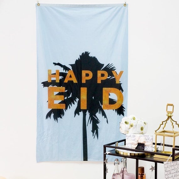 Happy Eid Palm Flag, indoor and outdoor, moderneid, modern ramadan