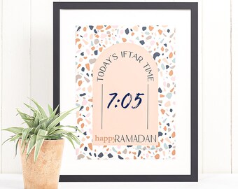 Terrazzo Ramadan Iftar Time Print Printable, digital download, ramadan decor, eid decor, modern eid decor, moderneid, terrazzo, Iftar