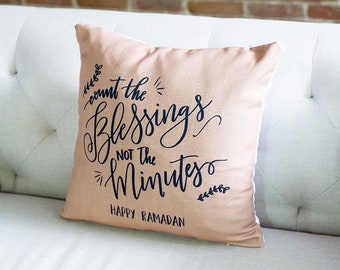 Count the Blessings Ramadan Pillow  Tan
