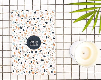 Terrazzo bismallah hardcover journal, stationery, islamic journal, muslim gifts, Ramadan journal, modern eid decor, ramadan decor