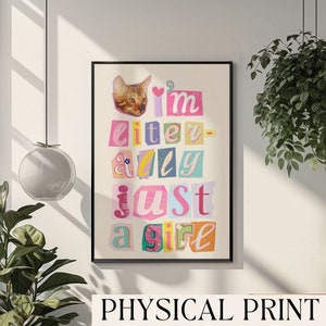 Soy literalmente solo una chica Imprimir revista Letras Arte Recorte Carta Cartel Personaje principal Arte Bar Carro Arte Y2k Apartamento Arte Estética femenina