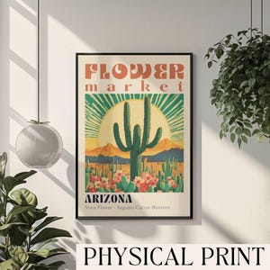 Arizona State Flower Market Print Flower Market Poster Arizona Wall Art Retro Arizona Print Saguaro Wall Art Saguaro Print Saguaro Cactus