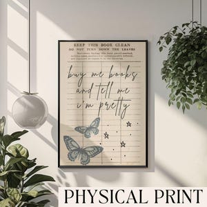 Buy Me Books And Tell Me I&#39;m Pretty Library Card Art Bookish Print College Apartment Aesthetic Book Club Poster Book Lover Print Bibliophile