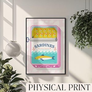 Sardine Print Sardines Wall Art Seafood Print Tinned Sartines Art Retro Bar Cart Art Canned Fish Print Coquette Room Decor Fish Market Print