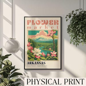 Arkansas State Flower Market Print Flower Market Poster Retro Travel Poster Arkansas Flower Art Arkansas State Print Arkansas Wall Art Gift