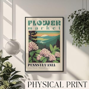 Pennsylvania State Blumenmarkt Druck Blumenmarkt Poster Retro Reiseplakat Philly Wandkunst Philadelphia Dekor Pennsylvania Reisedruck