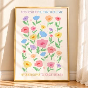 Never Be So Kind You Forget to Be Clever Pastell Kunst Mohn Zitat Poster