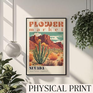 Nevada State Flower Market Print Flower Market Poster Retro Travel Poster Nevada Prints Las Vegas Nevada Traveler Poster Airbnb Wall Art