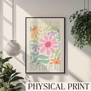 Vivir por la esperanza de todo cartel agosto impresión 70's estilo cartel coqueta decoración femenina preppy Y2k arte estético preppy arte soñador arte