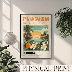 Florida staat bloemenmarkt poster bloemenmarkt poster retro reisposter retro Florida kunst schattig Florida poster Orlando Florida kunstwerk