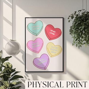 Candy Hearts Wall Art King Of My Heart Poster Galentines Print Candy Hearts Print Cute Valentine Candy Pink Girly Aesthetic Pink Pastel Wall
