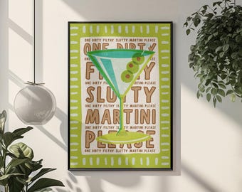 Extra Dirty Martini Poster Retro Cocktail Bar Cart Wall Art