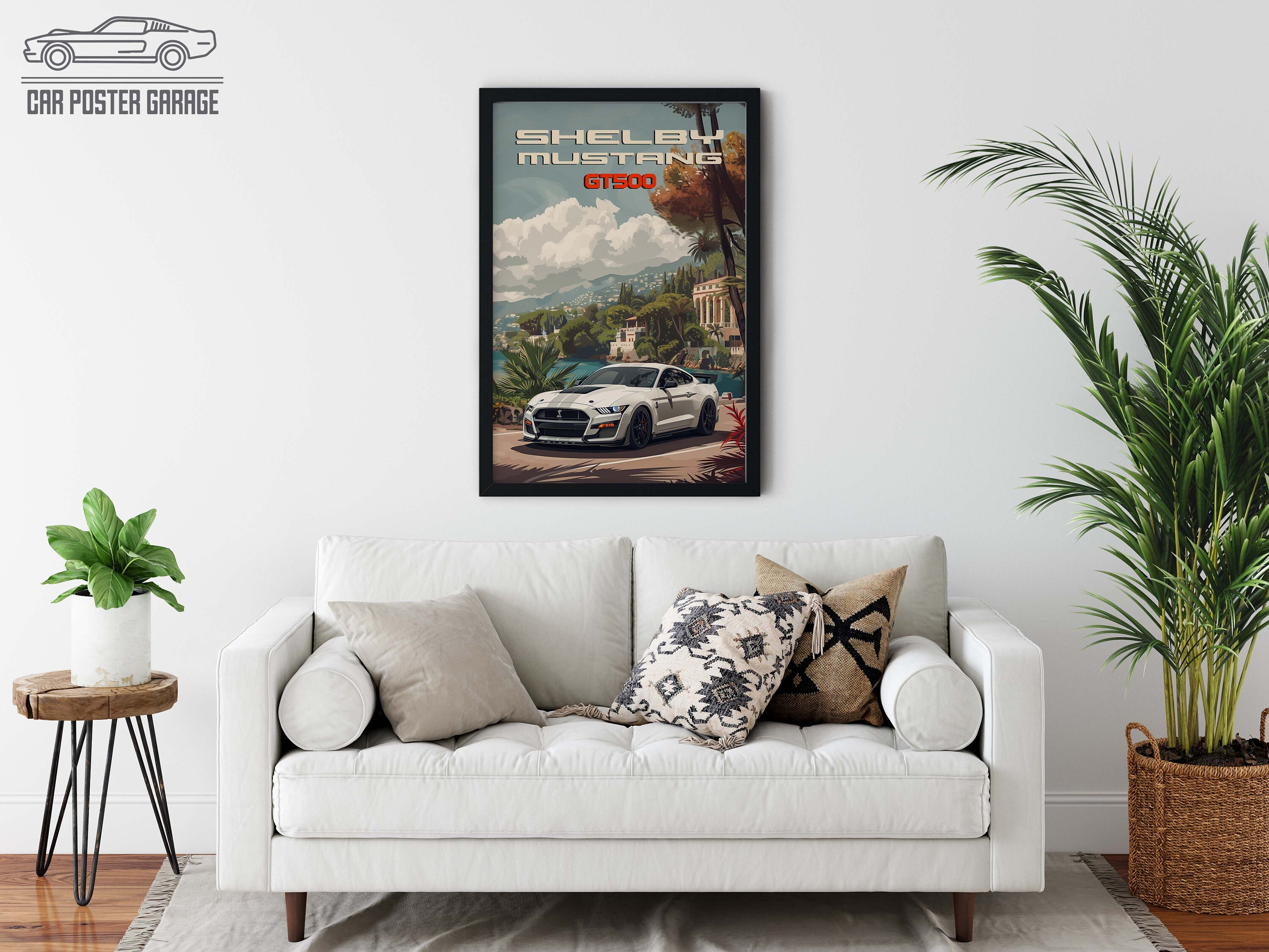 Ford Mustang GT500 Poster, Framed Car Poster, Automotive Wall Art,