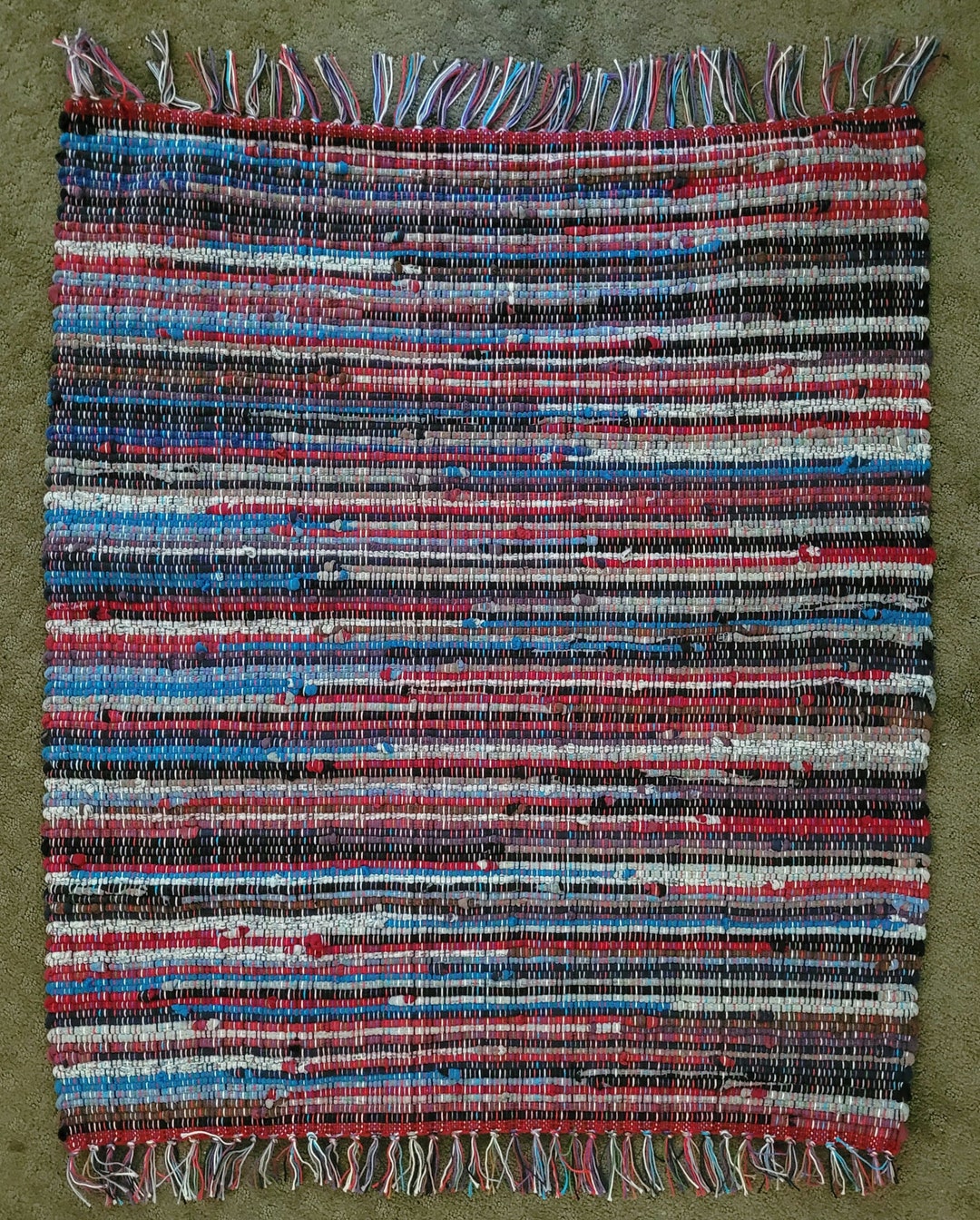 Dark Combo Rag Rug, 27 X 31 Inches. Made From Tshirt Loops. Durable ...