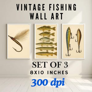 Vintage Fishing Art Prints: Rustic Fisherman Decor (Digital Download 8x10