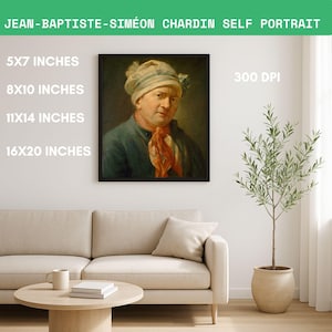 Jean-Baptiste-Siméon Chardin Self Portrait – Vintage French Oil Painting, Classical Fine Art Print, Digital Download