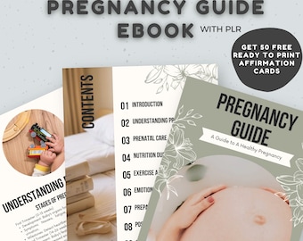 Libro electrónico PLR Guía de embarazo + Obtén 50 tarjetas de afirmaciones gratis para el embarazo