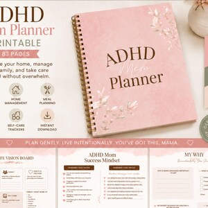 ADHD Mom Planner Printable  | Undated | Executive Function Tracker| Home Management | Canva Editable | Instant Download