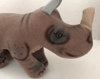 ON SALE - Vintage steiff rhino - Nosy the rhinoceros plush toy 1970s